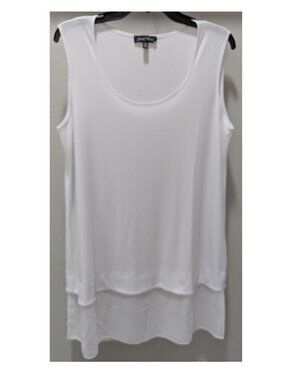 Slinky Brand Long Flowy Layered White Tank Top Large